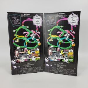 Lot Of 2 Disney Nightmare Before Christmas Glow In Dark Bead Jewelry Making Kit